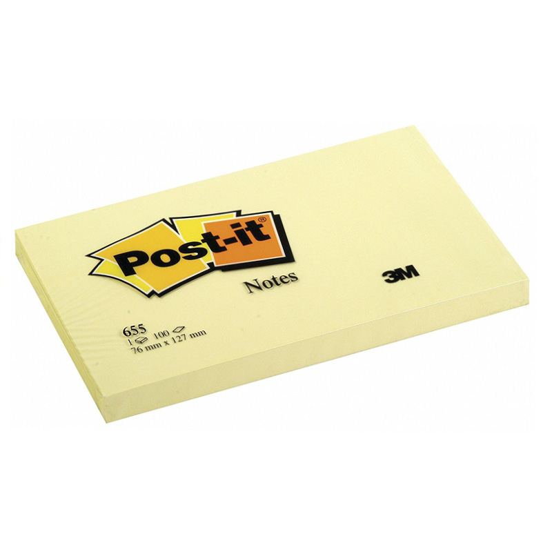 76x127mm 3M Yellow Post-it Notes - Pack of 12
